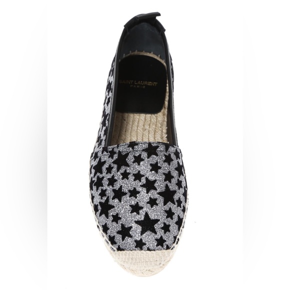 Saint Laurent espadrilles with silver glitter and black stars, 38.5 US 8.5 - Picture 11 of 14